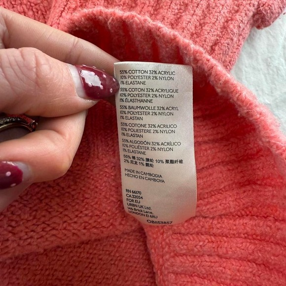 Free People Pink Lightening Brookside Knit Oversized Tunic Sweater Womens Sz XS - Picture 6 of 7